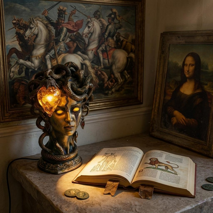 🐍 Medusa Gothic Lamp – Glowing Eyes Mythology Decor for Dark Fantasy Rooms ✨