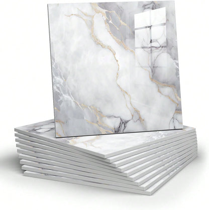 10 Pcs Marble Peel and Stick Waterproof Wall Panels🔥