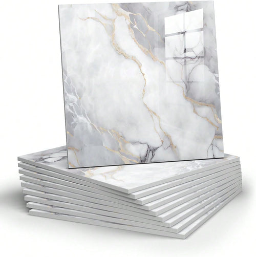 10 Pcs Marble Peel and Stick Waterproof Wall Panels🔥