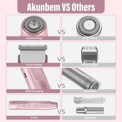 🩱Bikini Trimmer for Women, Electric Shaver and Razor Rechargeable 2-in-1 Body and Facial Epilator