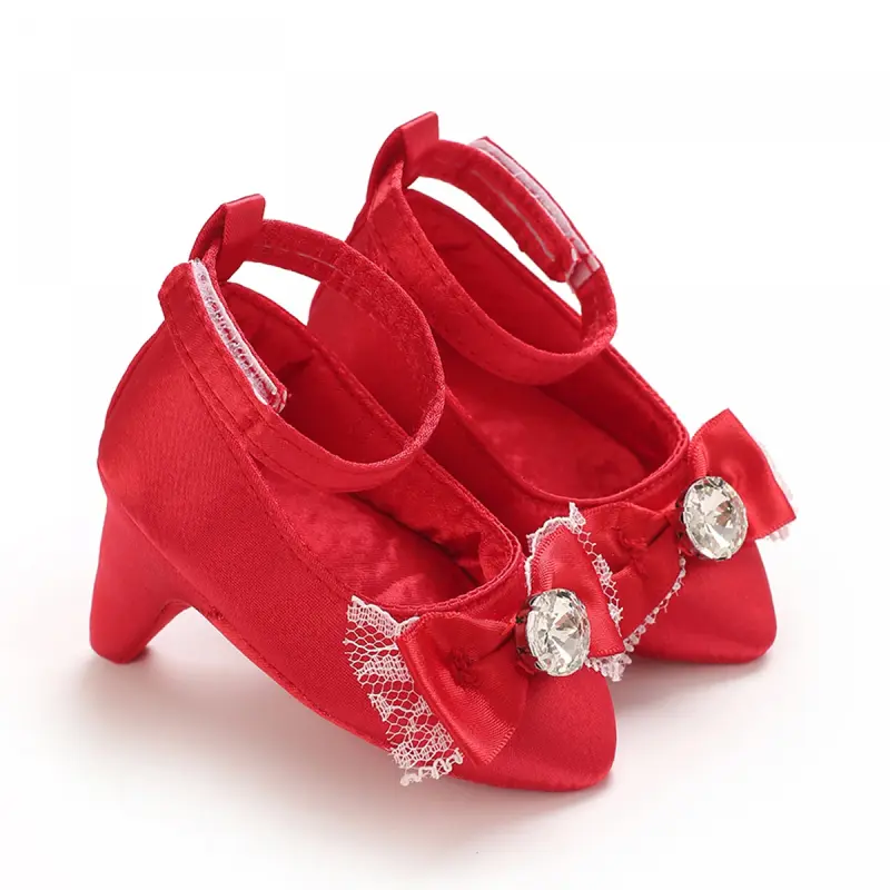 👑 Little Princess High Heel Crib Shoes  Soft Sole Baby Photo Shoes for Newborn Girls