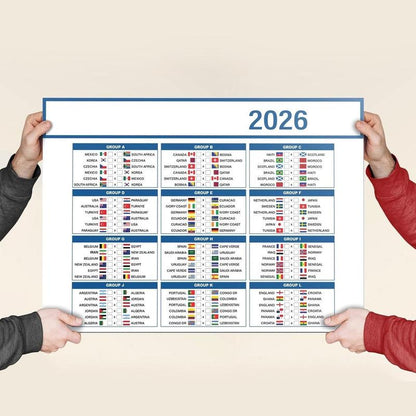 ⚽🏆Graphic World Soccer 2026 Schedule Wall Chart, Soccer Fixtures Chart, Soccer Cup 2026 Result Chart （3 Jumbo Posters ）
