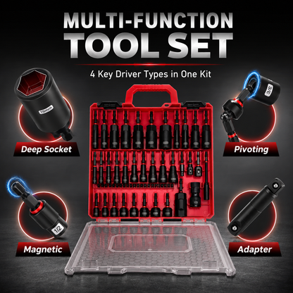 Magnetic Impact Nut Driver Set 55PCS – CR-V Steel Socket Tool Kit for Drill