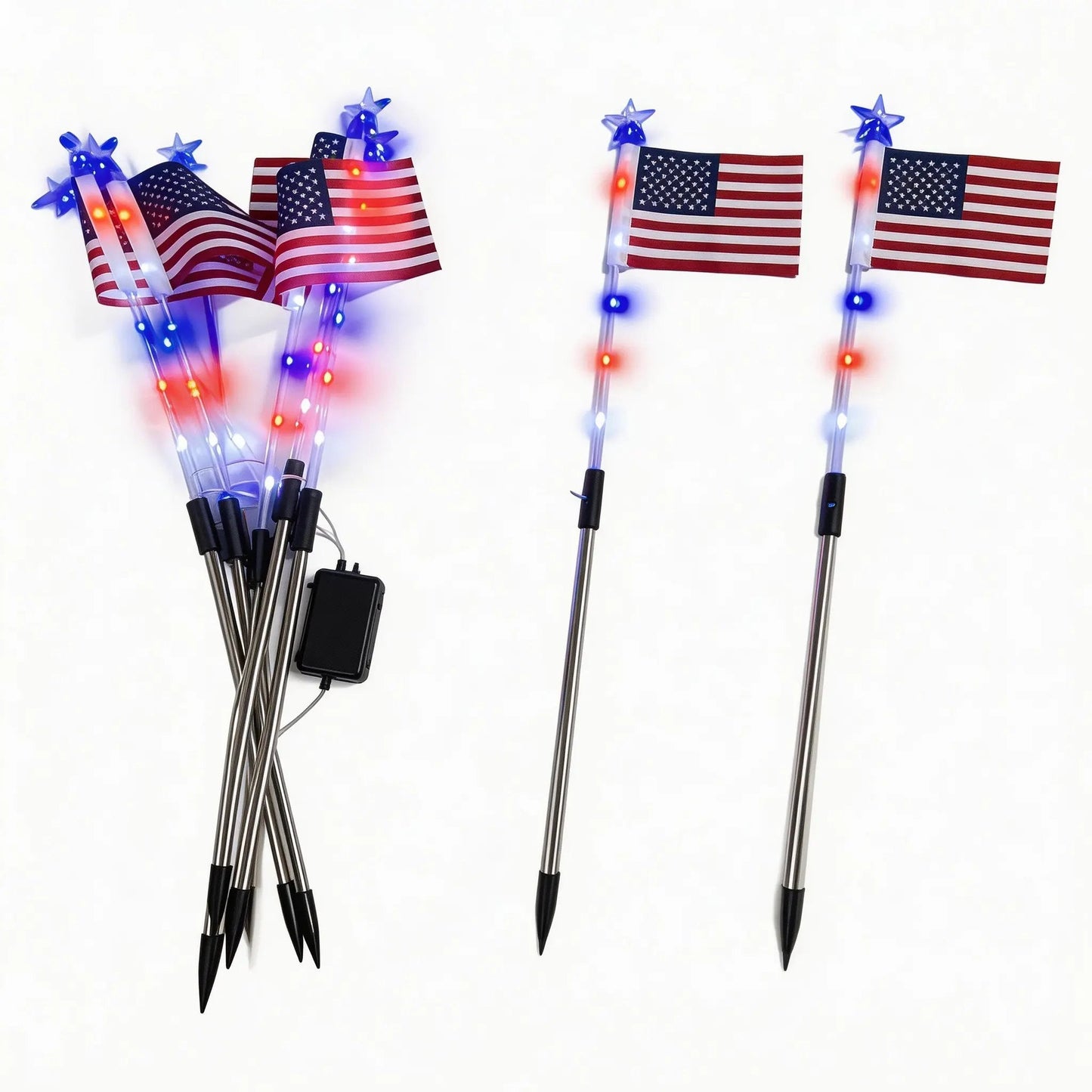 🔥MADE IN USA-8-Piece Flag Light Set🔥 – 4th of July Decorations with 8 Lighting Modes