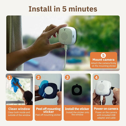 Smart 2MP 2K Window Security Camera with Color Night Vision