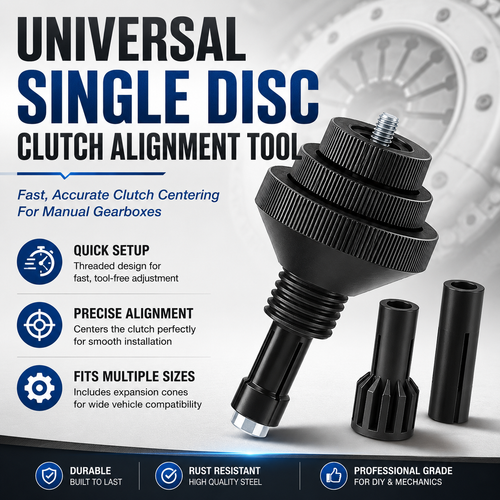 🔧 Universal Single Disc Clutch Alignment Tool with 2 Replaceable Plastic Sleeves for Cars & Light Trucks