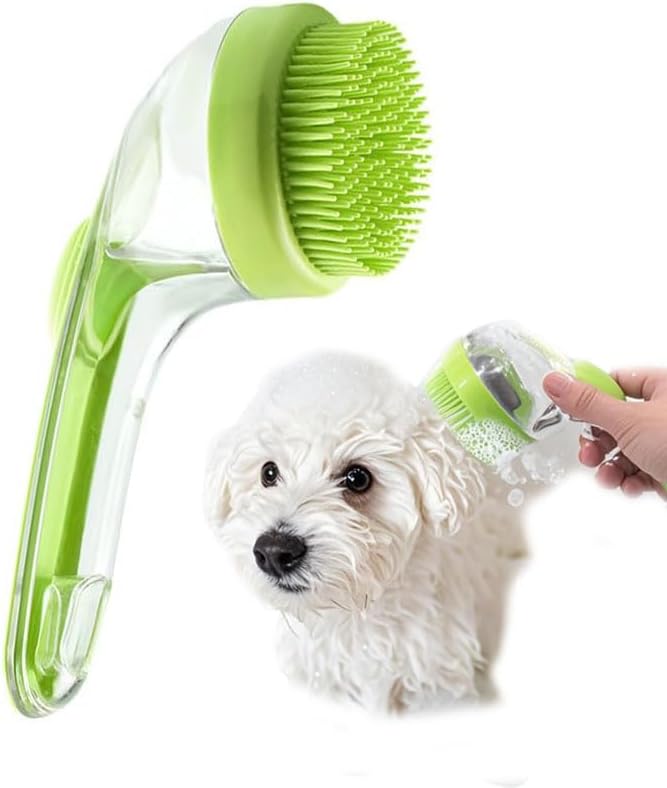Pet Bath Brush with Shampoo Dispenser - Silicone Massage Grooming Tool for Cats & Dogs