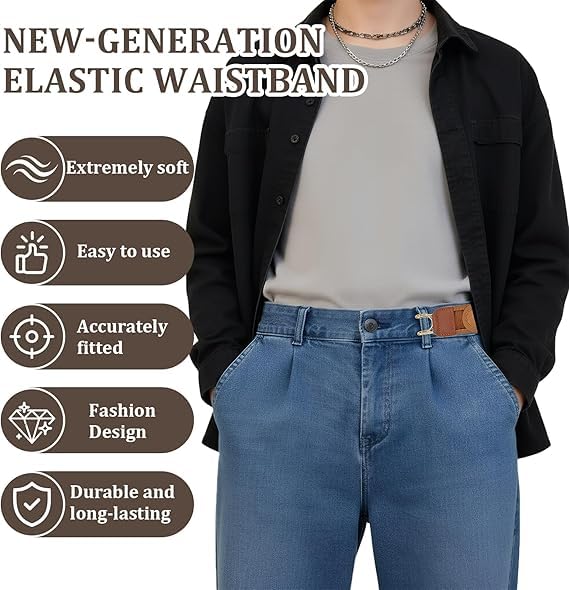 2Pcs - No Buckle Elastic Stretch Belt for Men & Women