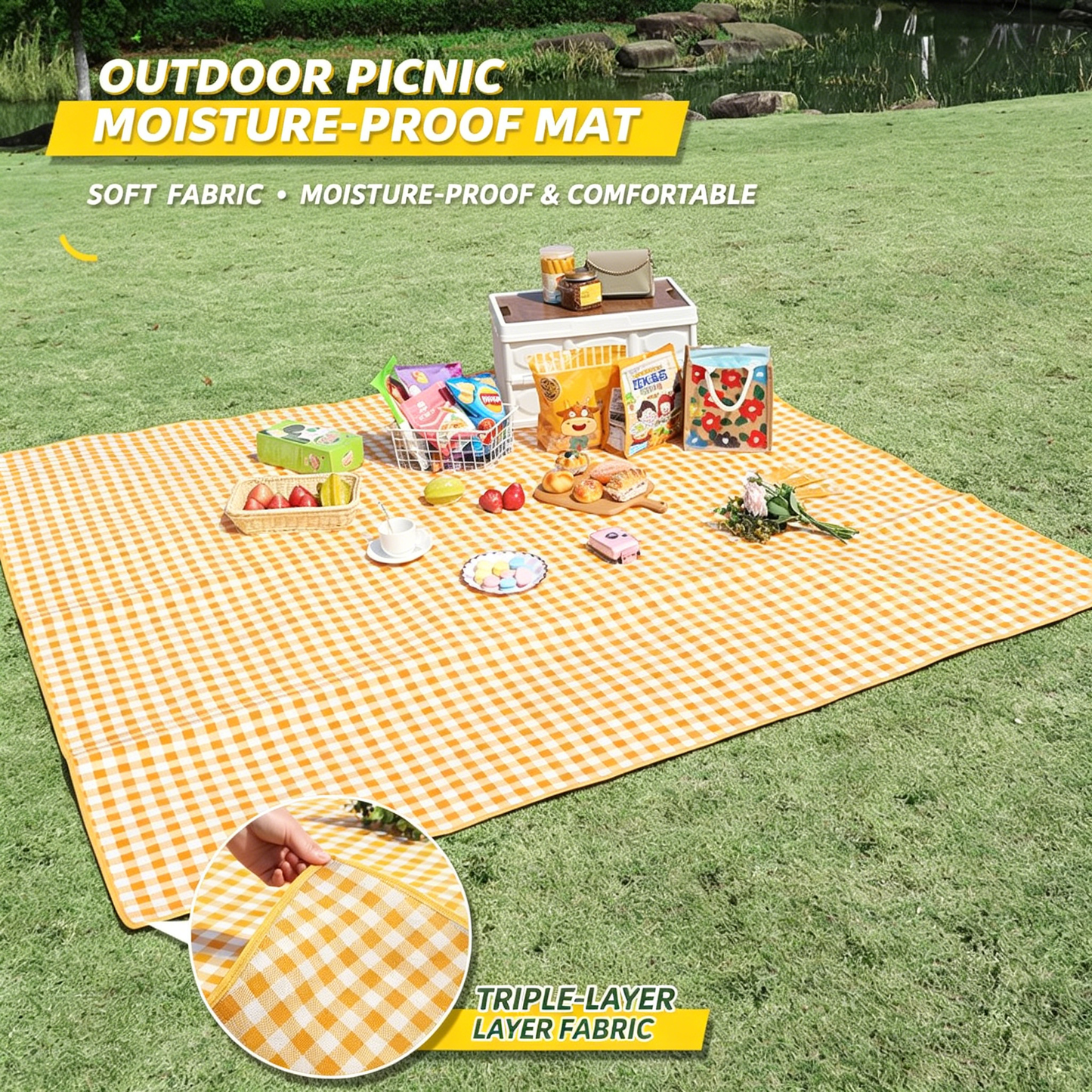 🏆 [BEST SELL] The Ultimate All-Terrain Picnic Mat：100% Waterproof • Sand-Proof • Effortlessly Foldable 🌿
