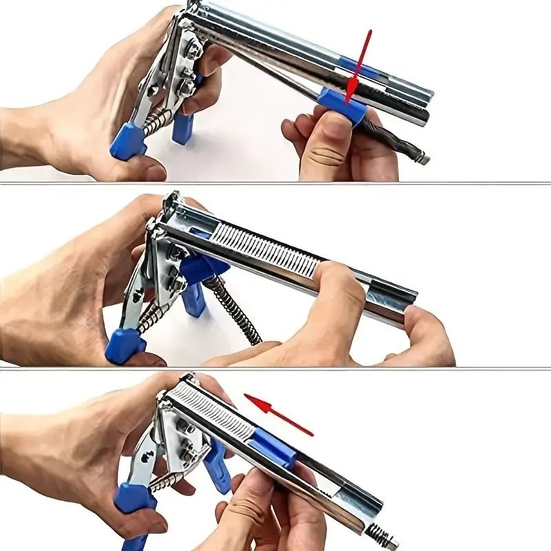 Heavy-Duty Carbon Steel Hog Ring Gun Kit with 600 M-Clips | Multi-Purpose Fence & Cage Fastening Tool
