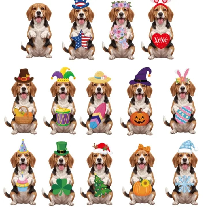 Cute Animal Wooden Sign – Interchangeable Magnetic Hats & Seasonal Decor