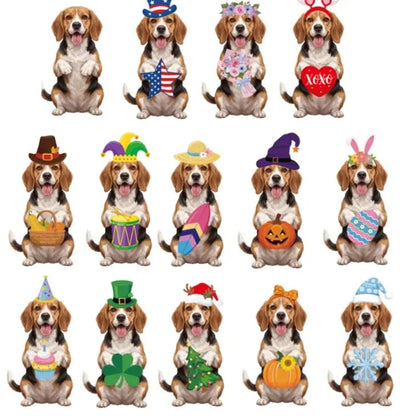 Cute Animal Wooden Sign – Interchangeable Magnetic Hats & Seasonal Decor