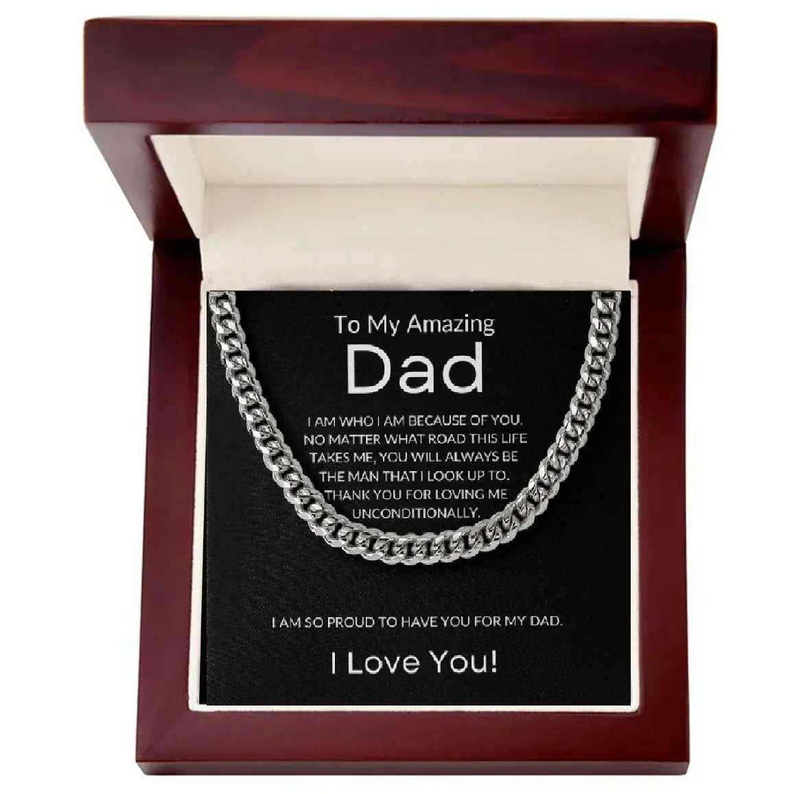 ❤️【Father’s Day】 Gifts for Dad, Cuban Chain Necklace with Message Card and Gift Box