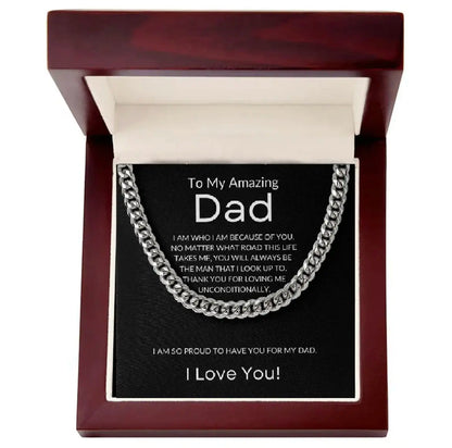 ❤️【Father’s Day】 Gifts for Dad, Cuban Chain Necklace with Message Card and Gift Box