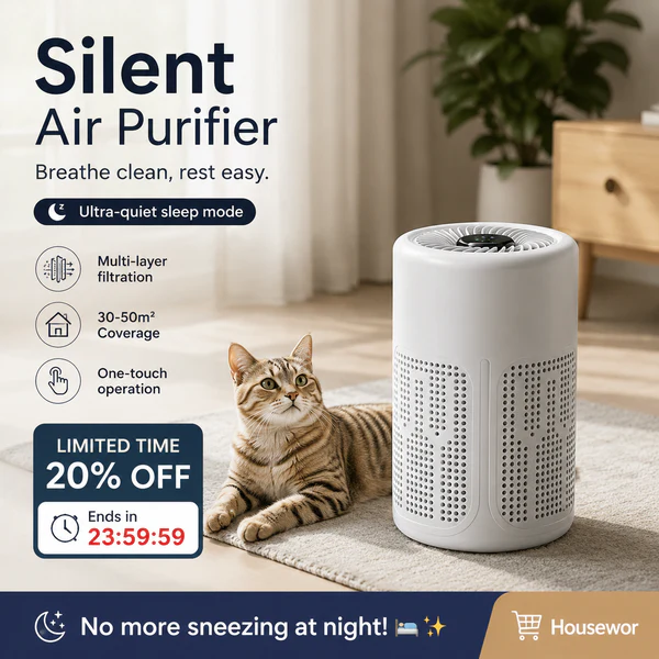🌀 Air Purifier for Home 🌿 Includes Filter & Aromatherapy Tablets
