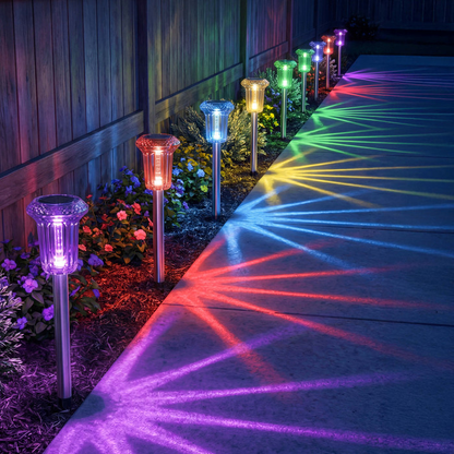 Magical Outdoor Solar Lights - Celestial & Radiant Rainbow Garden Path Lamps