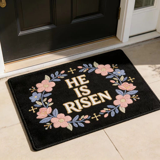 “HE IS RISEN” Easter Welcome Mat