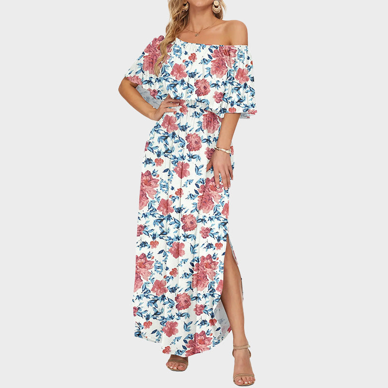 ⭐ 🔥Limited Time | Cold Shoulder Ruffle Maxi Dress with Pockets