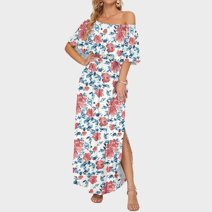 ⭐ 🔥Limited Time | Cold Shoulder Ruffle Maxi Dress with Pockets