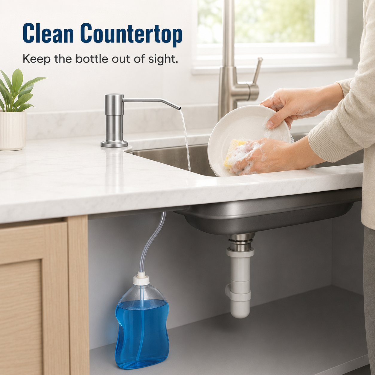 Kitchen Sink Soap Dispenser — Suitable for Kitchens and Bathrooms; No Need for Frequent Refills