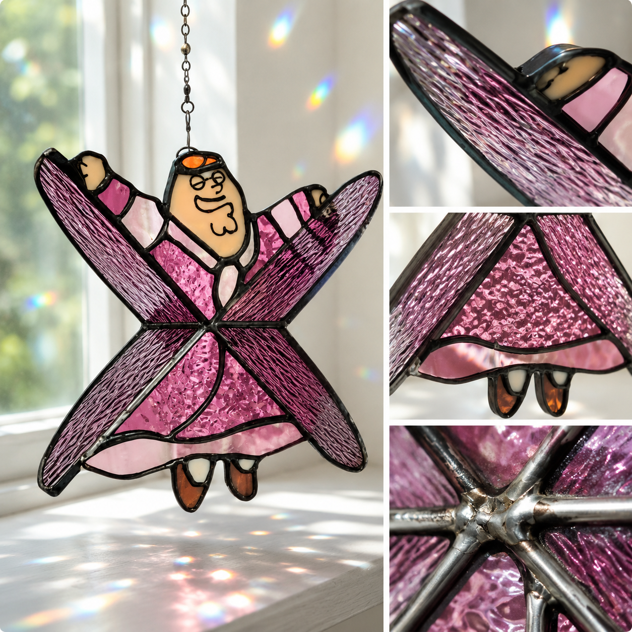 ❤️100% Handmade ✨Stained Glass Suncatcher Decor | Fun Hanging Window Ornament Gift