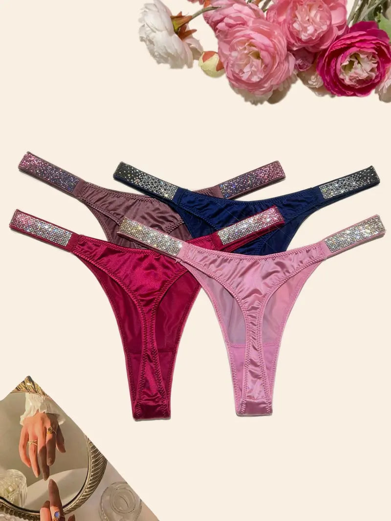 4-Pack Ombré Rhinestone Thongs