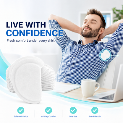 Invisible Disposable Underarm Sweat Pads – Breathable Underarm Sweat Absorbers suitable for daily use, fitness, travel, and as a Ramadan gift; an effective antiperspirant and deodorant solution.