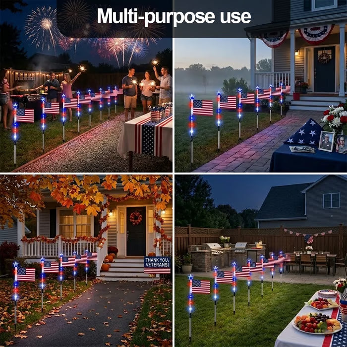 🔥Last Day-70% OFF🔥8 Solar American Flag Pathway Lights – Red, White & Blue Yard Glow for 250th Independence Celebration 🇺🇸✨