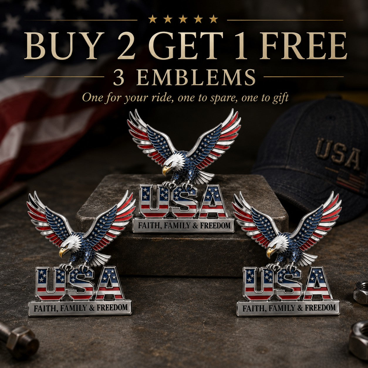 🎉250th Anniversary 49% OFF - ★USA Faith, Family & Freedom★ Metal Emblem