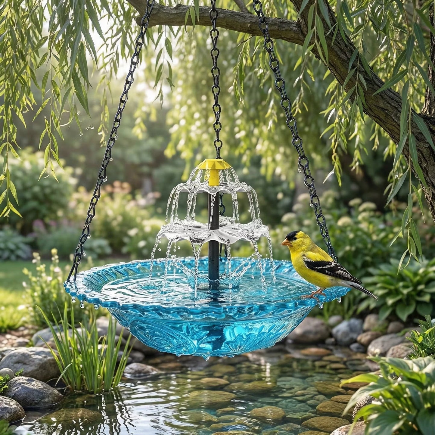 🔥 New Year 49% OFF 🐦 Solar Cascade Hanging Bird Bath Fountain🚨 Selling Fast!