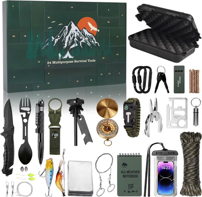 🎁24-Day Survival Advent Calendar-Emergency Gear Countdown Gift Set