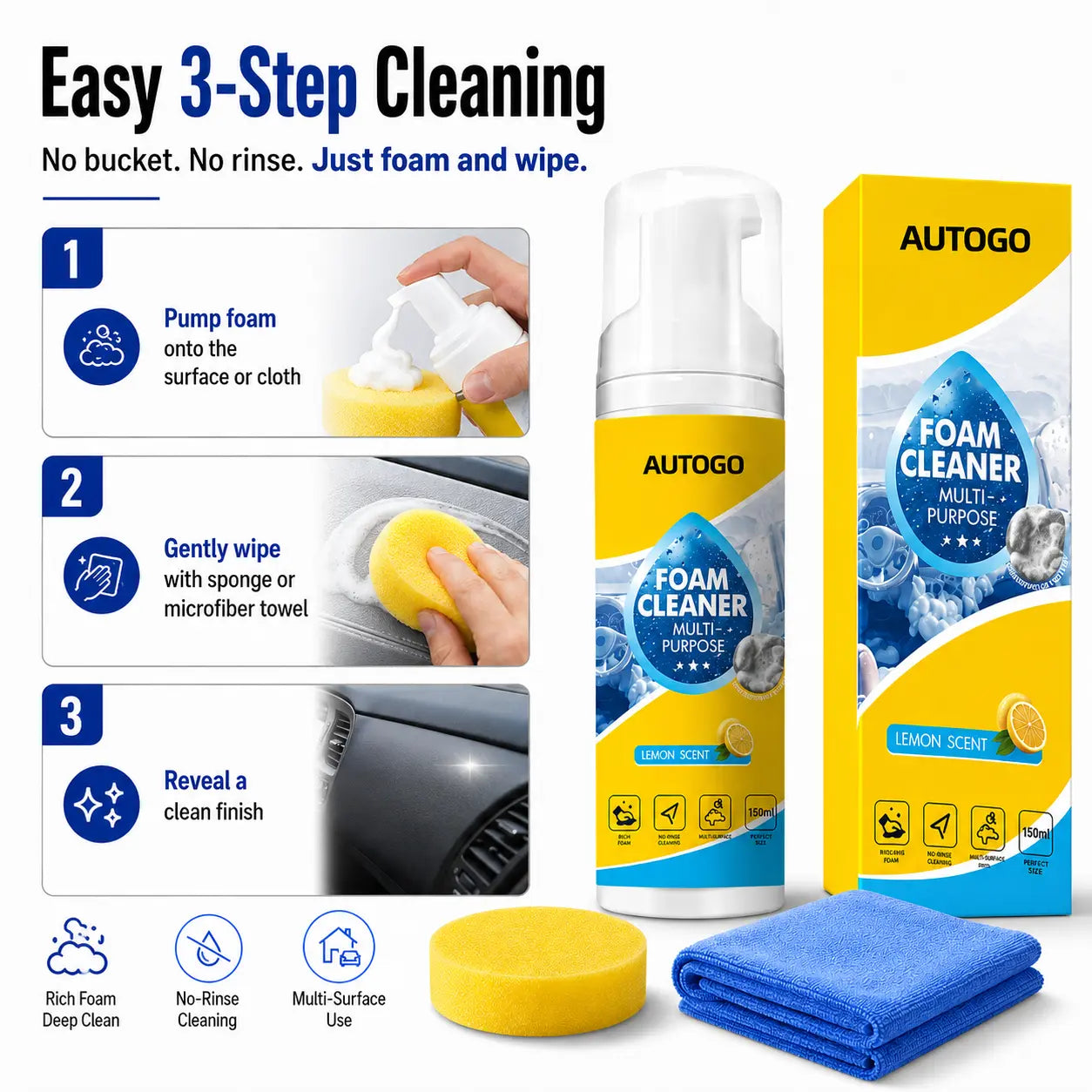 🔥 HOT SALE | Foam Cleaner – Instantly Removes Dirt, Grease & Stains Without Scrubbing