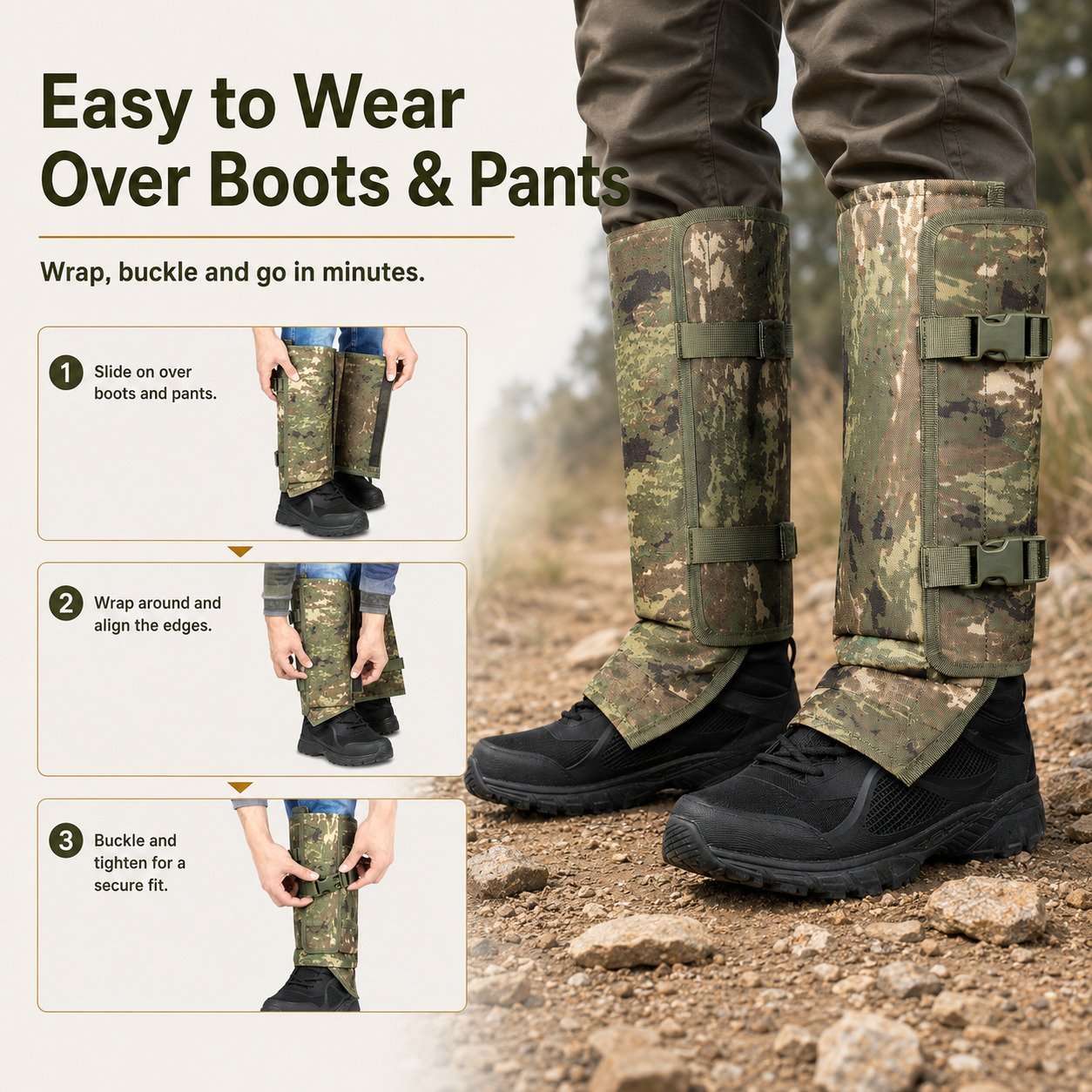 🐍🛡 Reinforced Lower Leg Protection Gaiters – 1000D Outdoor Leg Guards for Hiking & Hunting ⛰️
