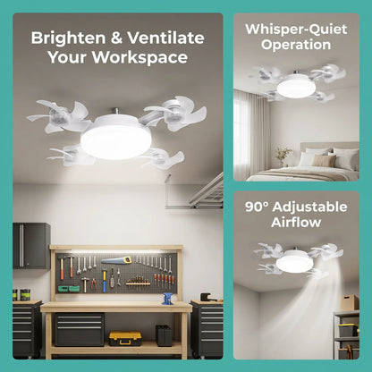 🌀New E27 Socket Ceiling Fan Light – 2‑in‑1 Silent LED Fan with Remote Control, Energy‑Saving Cooling & Lighting Combo for Home Bedroom