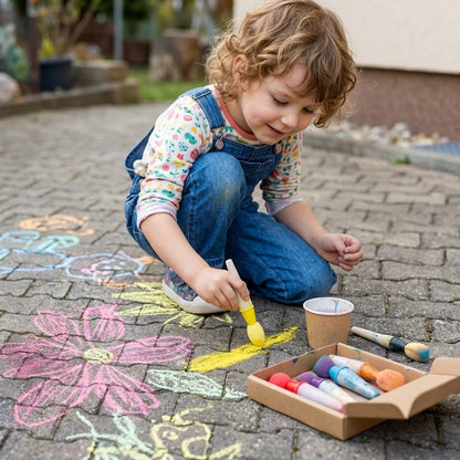 🌈 Giant Washable Sidewalk Chalk Paint Set – Just Add Water! 💦 Non-Toxic, Safe & Easy to Clean Outdoor Toy for Kids 🖍️