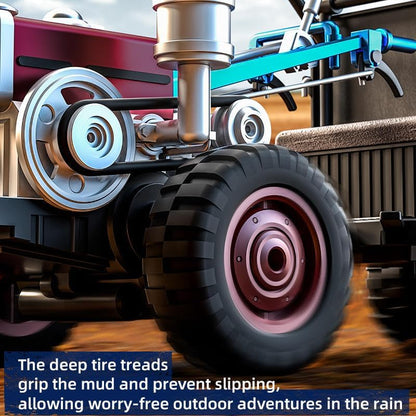 RC Tractor, 2.4G 4WD Full-Proportional All-Terrains Retro Realistic RC Farm Truck Vehicles with LED Lights