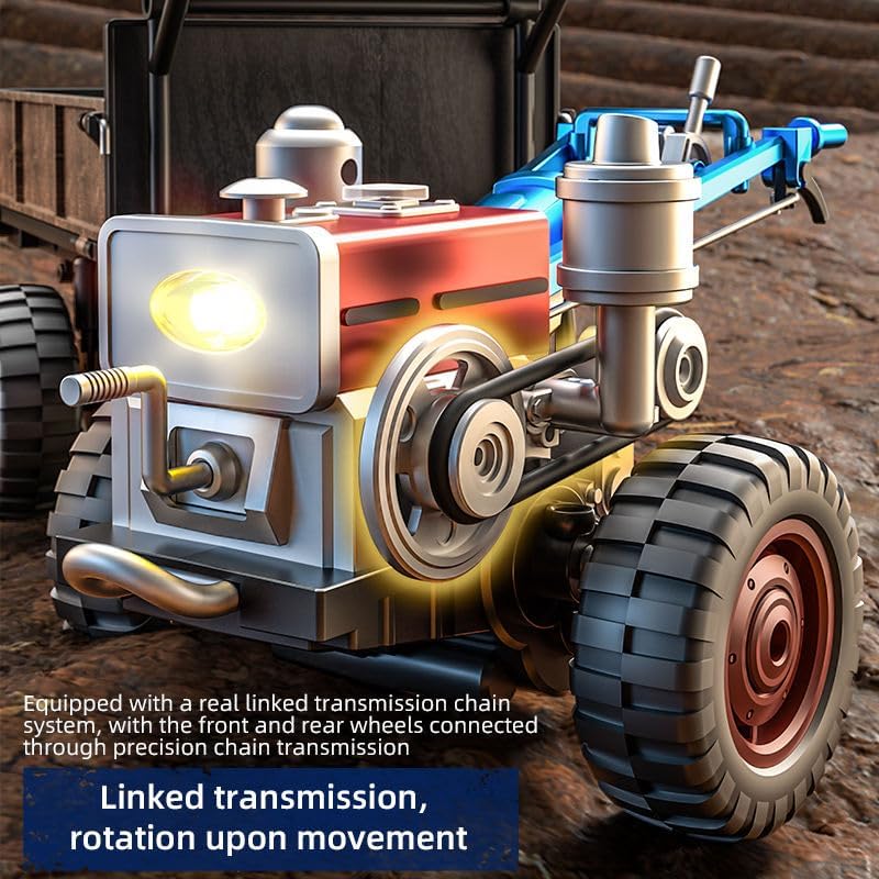 RC Tractor, 2.4G 4WD Full-Proportional All-Terrains Retro Realistic RC Farm Truck Vehicles with LED Lights