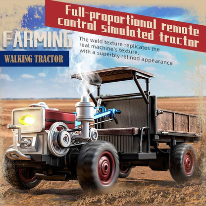 RC Tractor, 2.4G 4WD Full-Proportional All-Terrains Retro Realistic RC Farm Truck Vehicles with LED Lights