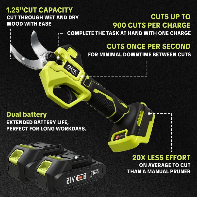 ✂️🌳Cordless Electric Pruning Shears – 21V Battery Powered Garden Cutter