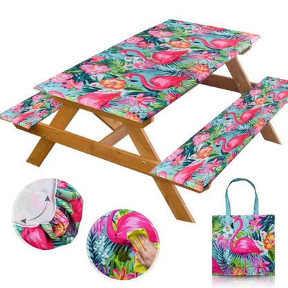 🧺Stretch Picnic Tablecloth Set | Bench Covers + Carry Bag Included 👜