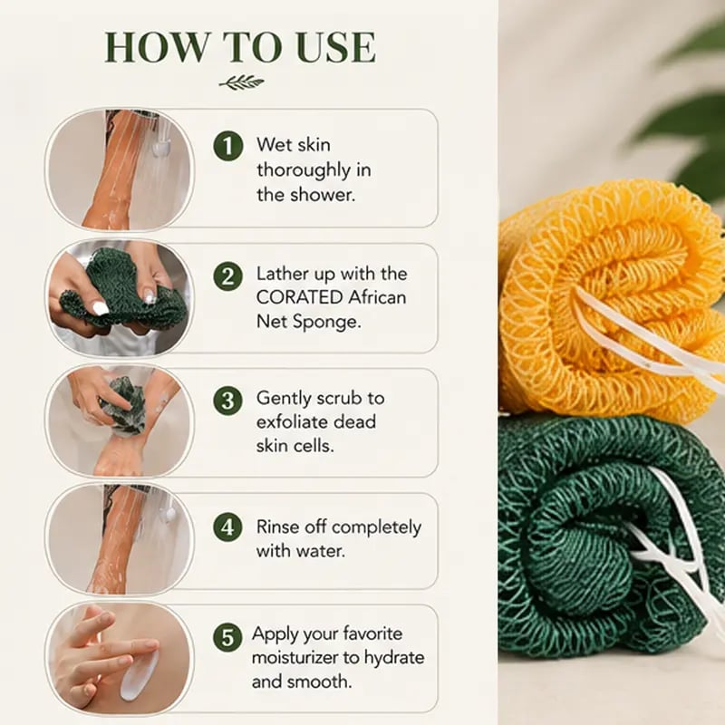 🧼✨ Traditional African Bath Tool | Ethically Sourced Net Sponge – Removes Dead Skin – Leaves Skin Smooth