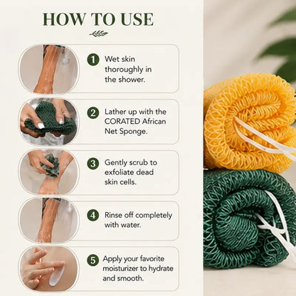 🧼✨ Traditional African Bath Tool | Ethically Sourced Net Sponge – Removes Dead Skin – Leaves Skin Smooth