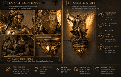 👼⚔️ Archangel Michael Divine Wall Lamp — Shield of Light & Valor. Exquisite 3D Relief Craftsmanship, Sacred Home Guardian Lighting (2026 Collector's Edition)