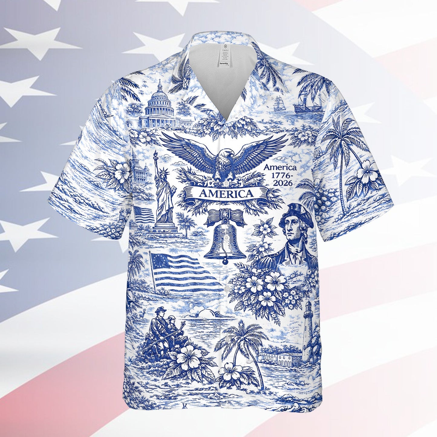 🇺🇸 250th Anniversary Patriotic Hawaiian Shirt 1776–2026 | Vintage American Heritage AOP Summer Shirt