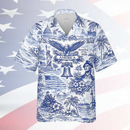 🇺🇸 250th Anniversary Patriotic Hawaiian Shirt 1776–2026 | Vintage American Heritage AOP Summer Shirt