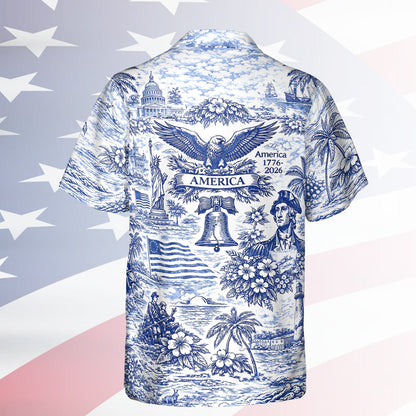 🇺🇸 250th Anniversary Patriotic Hawaiian Shirt 1776–2026 | Vintage American Heritage AOP Summer Shirt