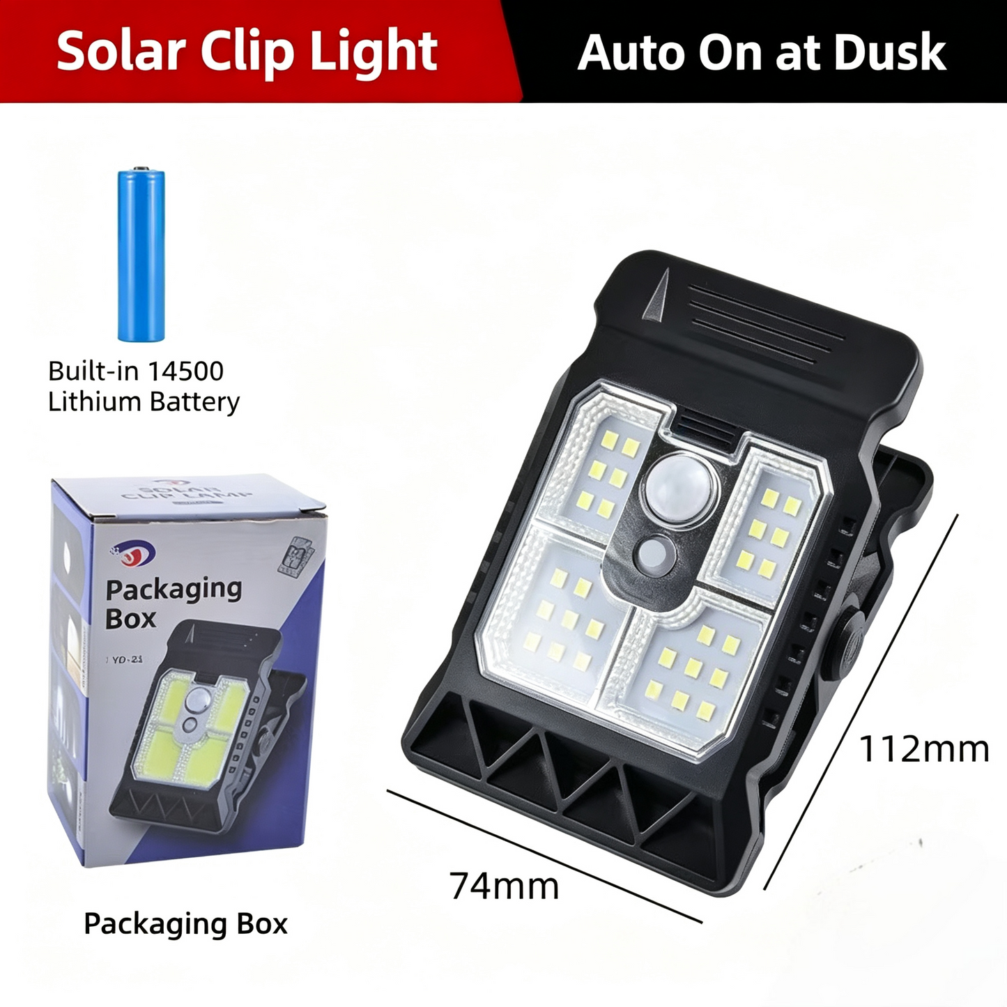 Solar Clip Light with Motion Sensor