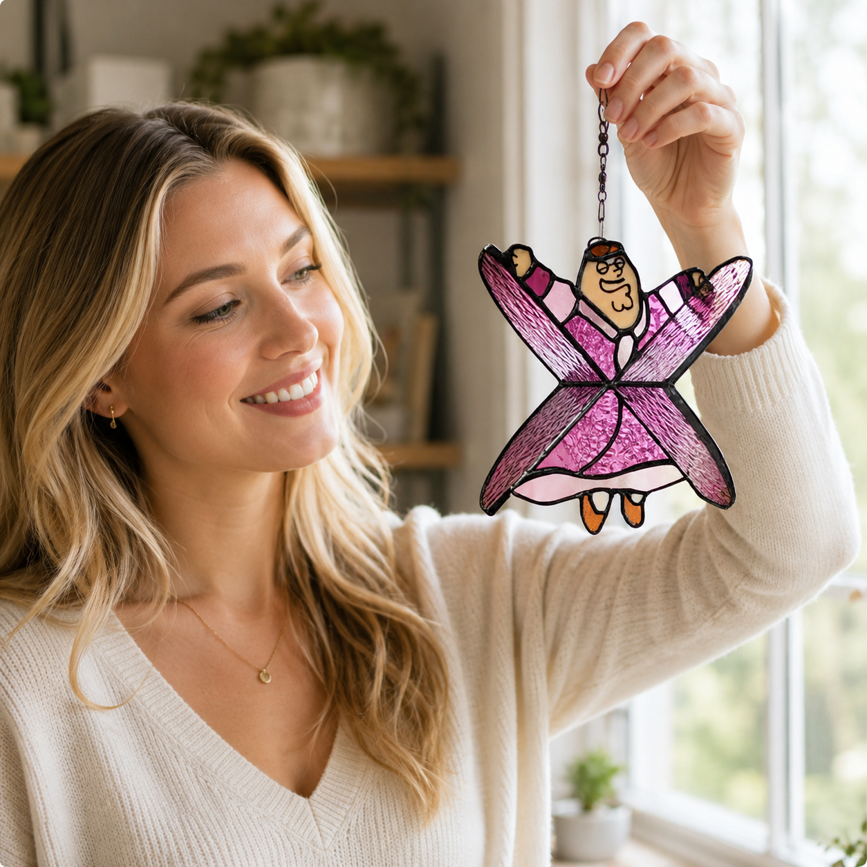 ❤️100% Handmade ✨Stained Glass Suncatcher Decor | Fun Hanging Window Ornament Gift
