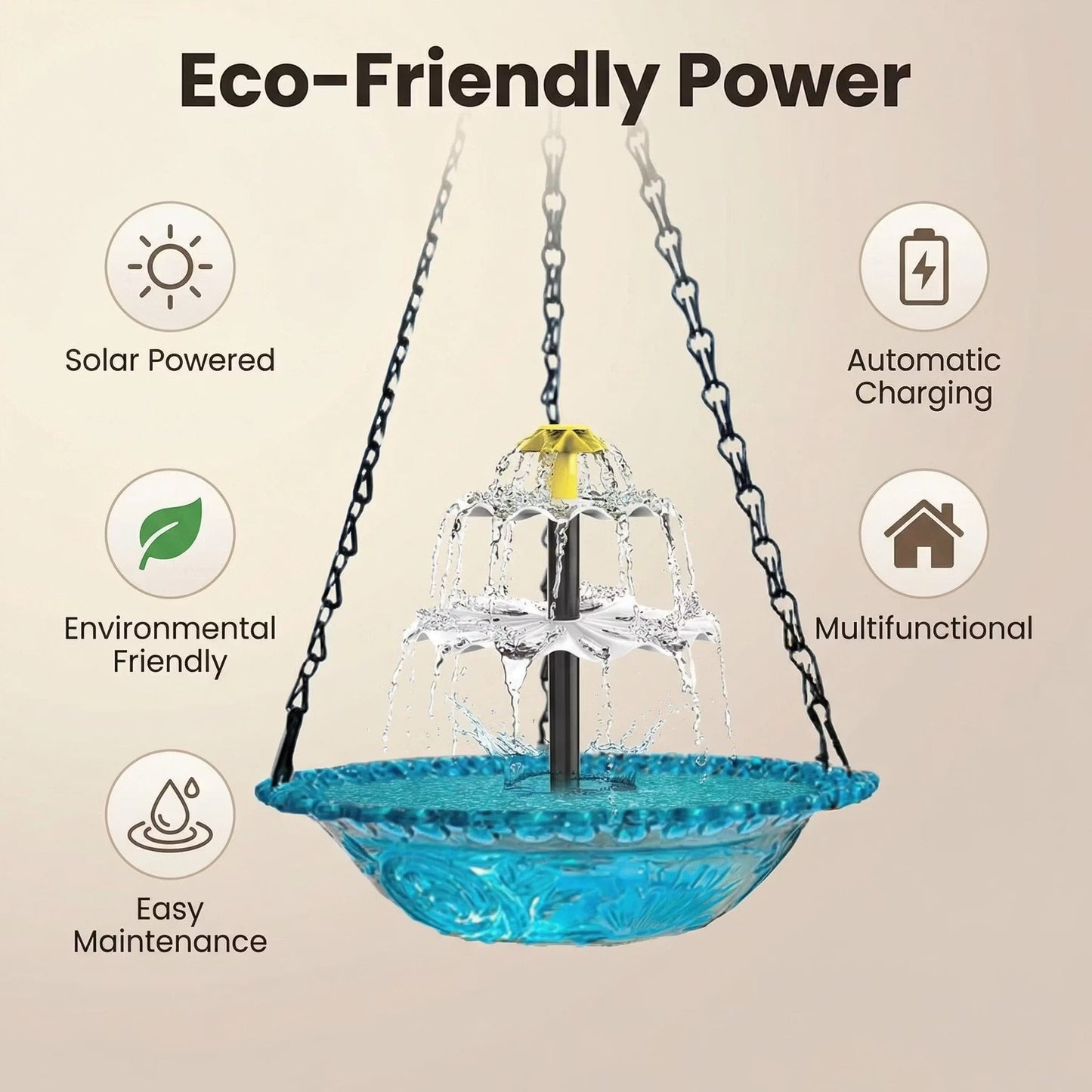 🔥 New Year 49% OFF 🐦 Solar Cascade Hanging Bird Bath Fountain🚨 Selling Fast!