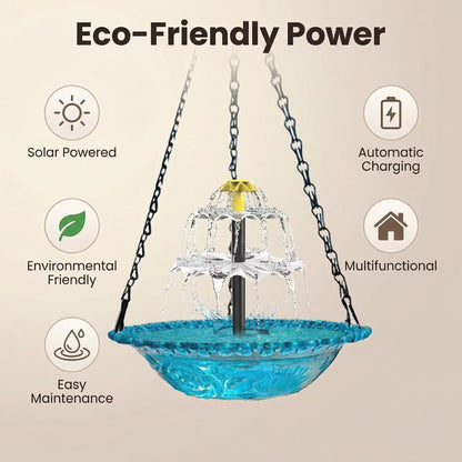 🔥 New Year 49% OFF 🐦 Solar Cascade Hanging Bird Bath Fountain🚨 Selling Fast!